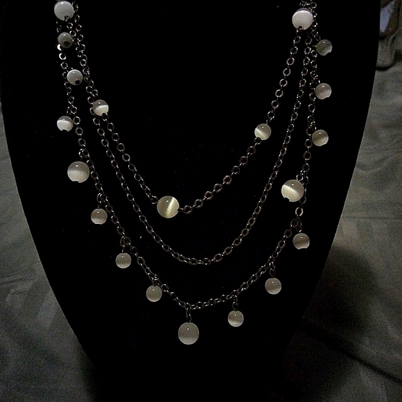 CAT EYE Vintage EXPRESS Layered Necklace in gunmetal - Picture 3 of 5